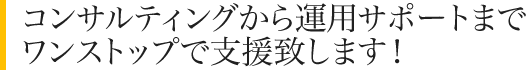 コンサルティングから運用サポートまでワンストップで支援いたします。